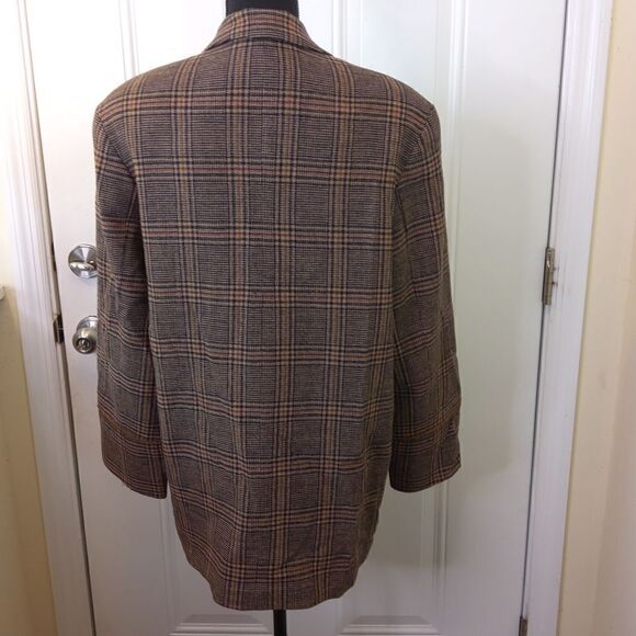 Harve' Bernard vintage plaid wool blend button front jacket with shoulder pads - Picture 10 of 13